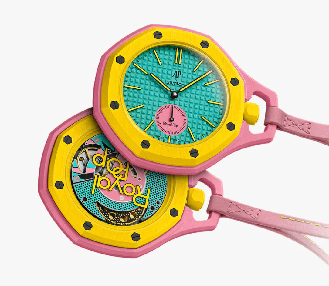 Swatch x AP Royal Pop yellow pink pocket watch