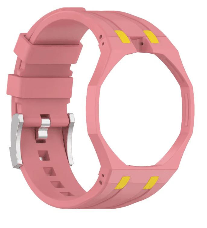 Wrist strap with integrated case — Salmon & Yellow